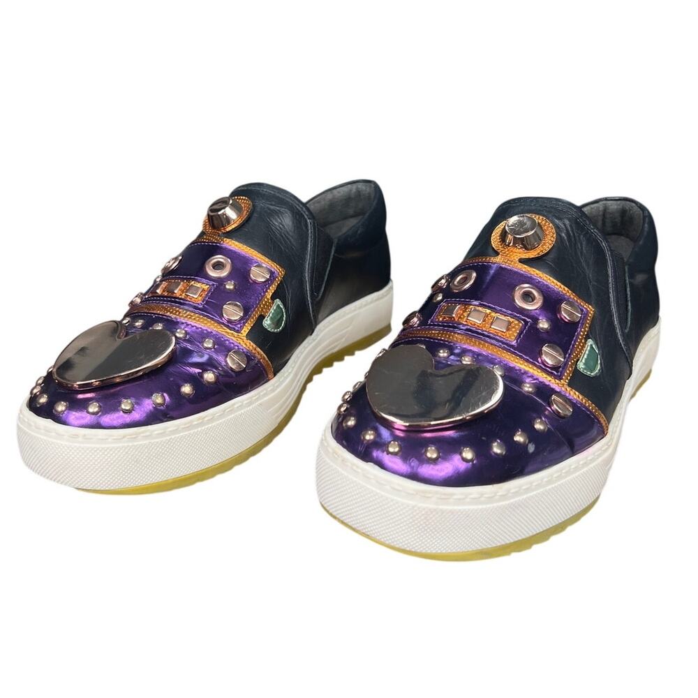 Ivy Kirzhner Bertha Black Leather Embellished Slip On Sneakers Size 7.5 - Picture 6 of 11